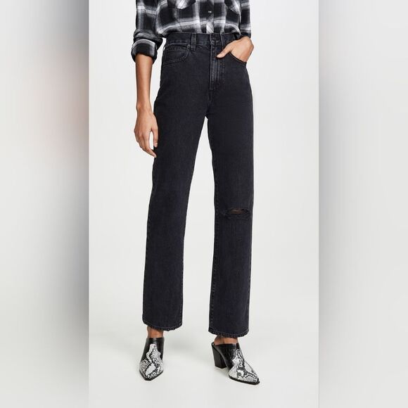 SLVRLAKE London Crop Long Gone Jeans Black - Picture 1 of 11